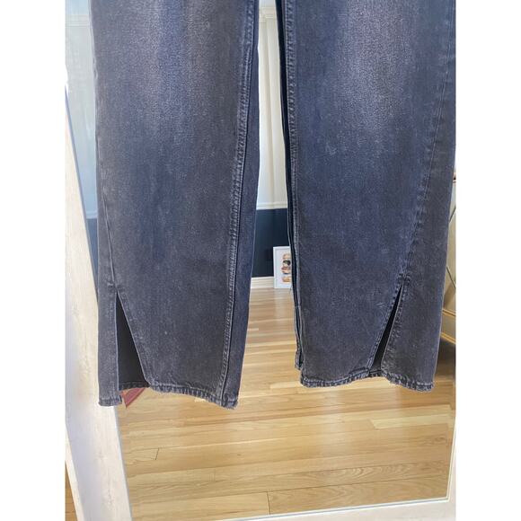 Free People black high waist wide leg slit jeans size 30 - Picture 7 of 11